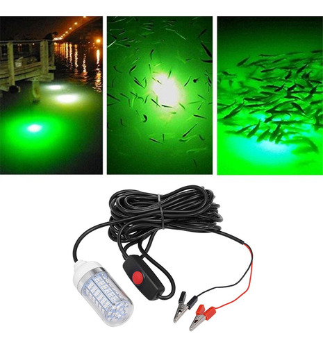 Luz Led De Pesca Nocturna Sumergible Verde 12v Con Cable De