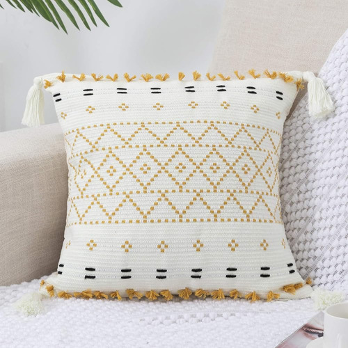 Fundas De Almohada Boho Tejidas De Punto Panod, Borla Decora