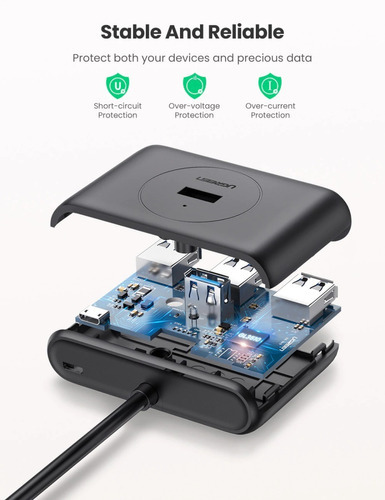 Hub 4 En 1 Usb A Ugreen 4x Usb 3.0 Transferencia 5 Gbps Led