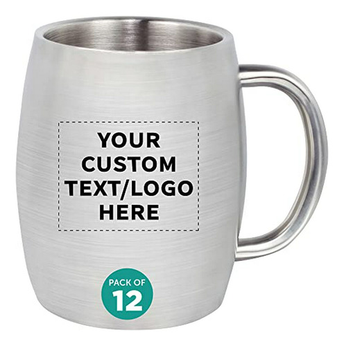 Juego De 12 Tazas De Acero Inoxidable Personalizadas 14 Oz.