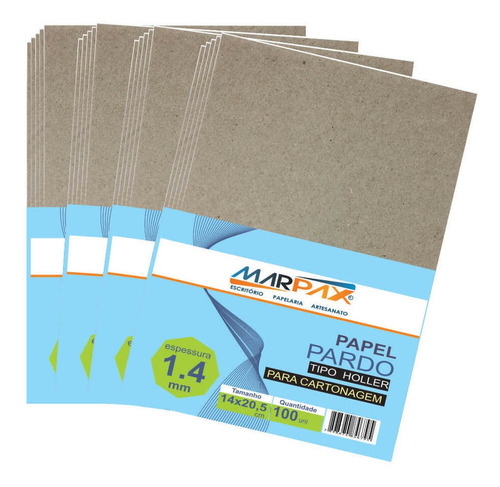 Papel Para Cartonagem Pardo Tipo Holler 1,4mm 14x20,5 100un