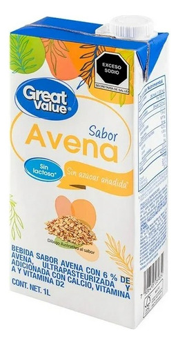 2 Pzas Bebida Great Value Sabor Avena 1 L