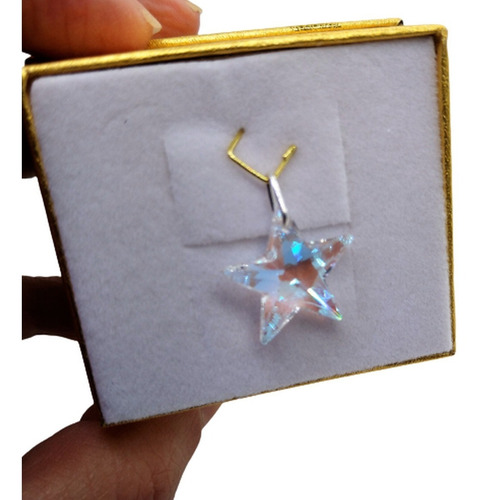 Imagem 3 de 5 de Pingente Estrela Swarovski Blue Boreal 2.0 Cm Em Prata 925