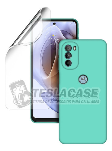 Carcasa Para Motorola G31 Silicón Turquesa + Lámina Hidrogel