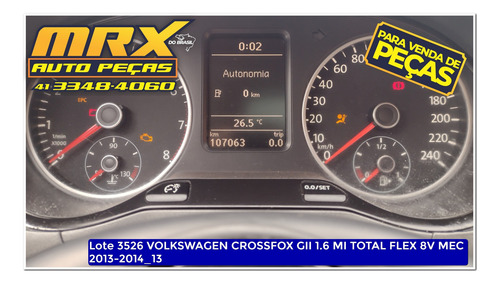 Sucata Volks Crossfox Gii 1.6 Mi Total Flex 8v Mec 2014