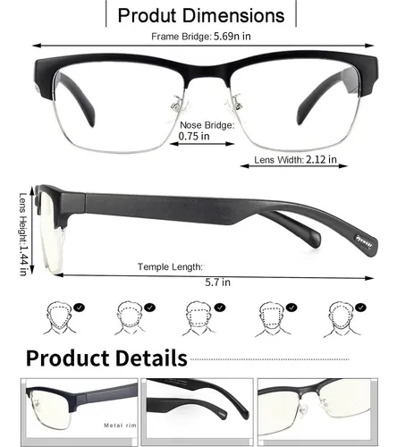 Gafas Inteligentes Bluetooth Audio Filtro Luz Azul Tr90