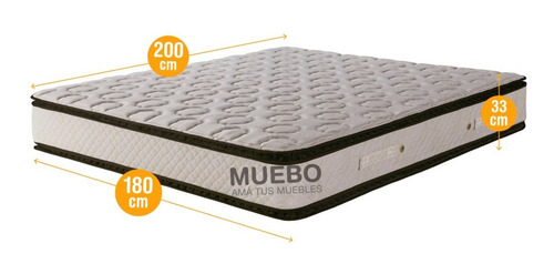 Imagen 7 de 10 de Colchón King de resortes Cannon Resortes Sublime blanco - 180cm x 200cm x 33cm con doble pillow top