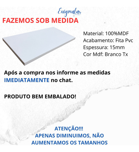 3 Prateleira 140x30 Mdf Branco + Suporte Banheiro Escritorio