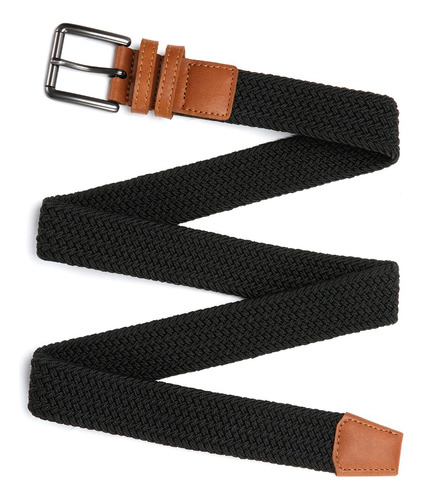 Cinturón Casual Trenzado Hombre Golf Casual Nylon Elástico Color Negro Diseño De La Tela Liso Talla 105