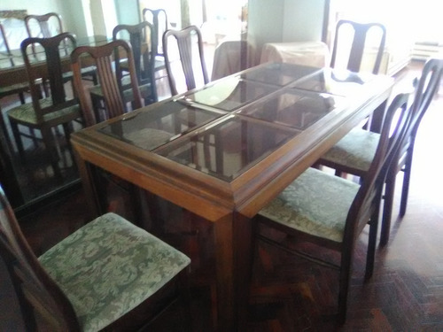 Comedor De 6 Sillas De Madera Y Meson De Vidrios Viscelados