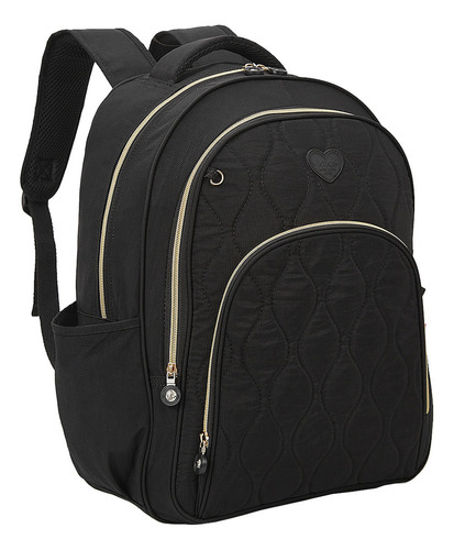 Mochila Kika Soft Costa Feminina Grande Escolar Faculdade Cor Preto