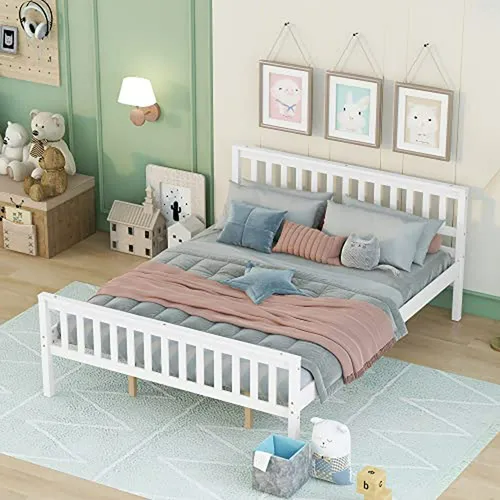 Cama Queen Airdown, Estructura De Madera Sin Box Spring, Rus