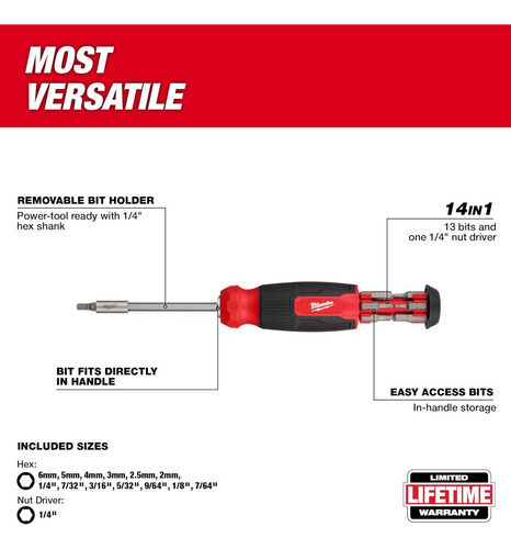 Destornillador Hexagonal 14 En 1 Milwaukee 48222908
