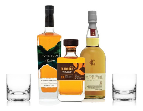 Whisky Set Lowlands X3 + 2 Vasos