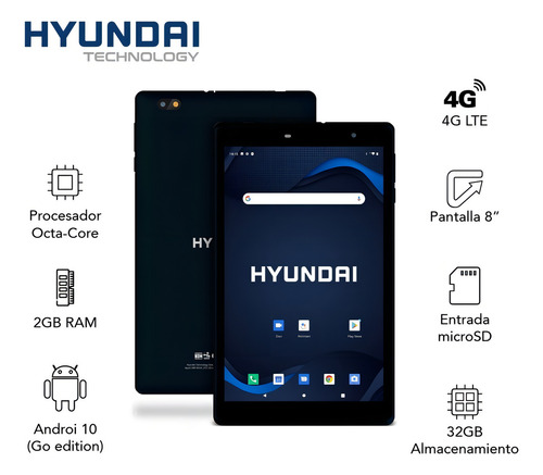 Tablet HyTab Plus 8LAB1 8" con red móvil 32GB color negro 2GB de memoria RAM - Excelente (Reacondicionado)