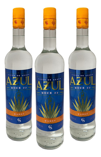 Tripack Licor De Agave Azul Doce 22 Mango 1000 Ml