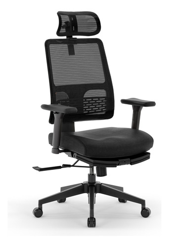 Silla Ergonómica Recline Respaldo Lumbar Y Reposapiés Inpro Negro