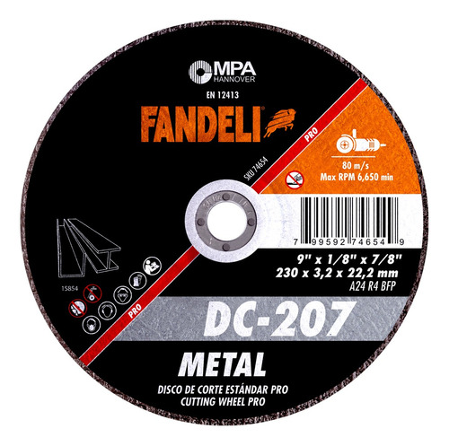 Disco De Corte Estándar Fandeli 9 PLG 5 Pz Dc207 Metal