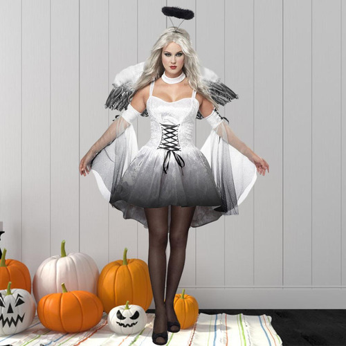Disfraz De Halloween De Ángel Caído Negro Para Mujer,