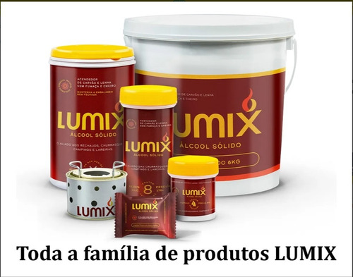 Kit Com 1 Potes Lumix Acendedor Alcool Solido De 8 Unidades