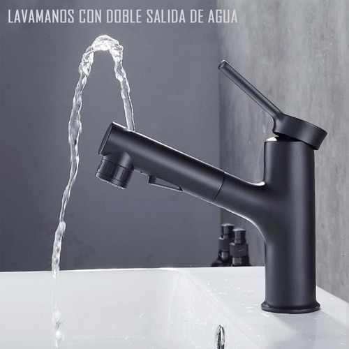 Imagen 2 de 8 de Llave Grifería Lavamanos Y Lavaplatos Extensible Negro Mate