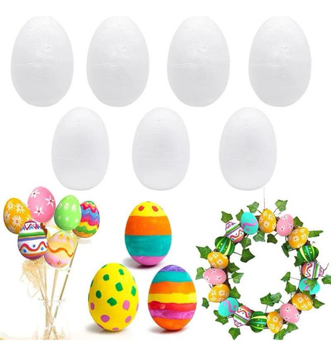 8 Huevos De Poliestireno Pascua Para Colorear Pintura Pincel