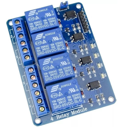 Imagen 1 de 3 de Modulo 4 Reles Optoacoplados 5v Con Bornera 250v 10a