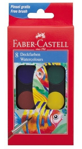 Imagen 1 de 3 de Acuarelas Escolares Faber Castell X8 Con Pincel