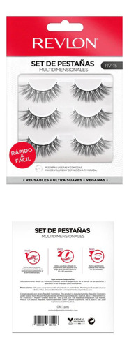 Set x3 pares de pestañas RV-15 color negro Modelo 3 Revlon