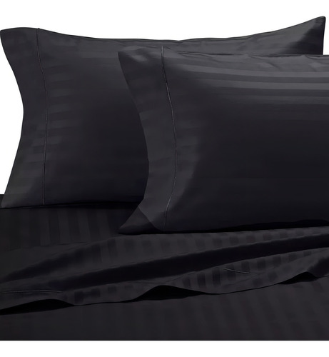 Juego De Sabanas Matrimonial Tacto Suave Soft Negro Fundas Diseño De La Tela Rayado