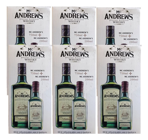 Whisky Mc Andrews Blended Scotch 750 +200ml  Caja 6 Packs