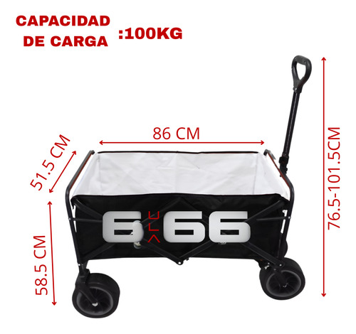 Carrito Vagón Plegable Multiusos Reforzado Camping De Carga