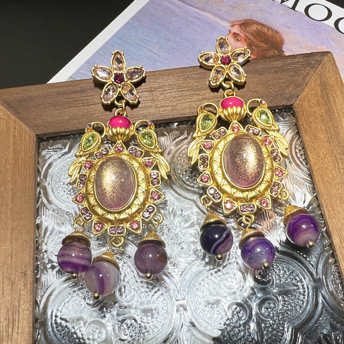 Elegantes Pendientes Colgantes Franceses Vintage Con Flores