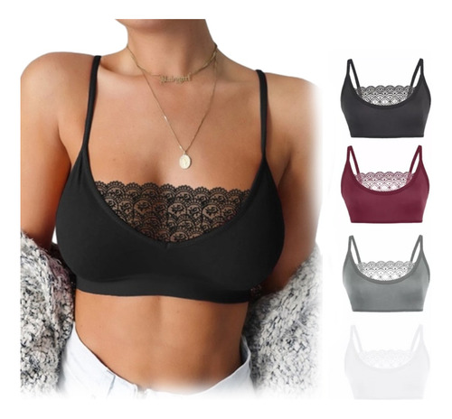 Brasier Push Up Lace Moda Cómodo Sujetador Sin Varillas 4pk