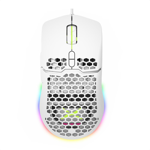 Delux M700a, Mouse Gamer Rgb, Programable 7200dpi, Blanco