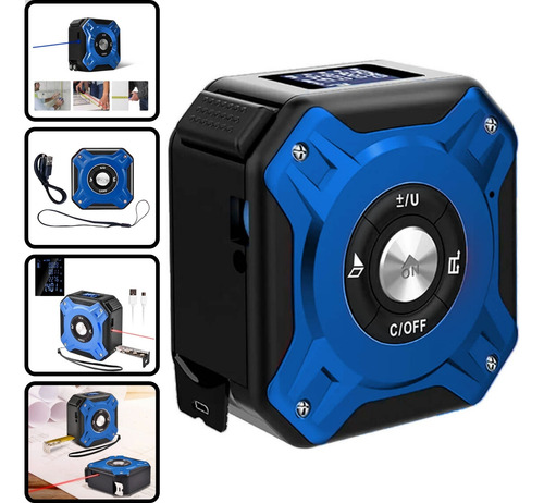 Trena Digital A Laser 50m C/ Fita Métrica 5m Multifuncional