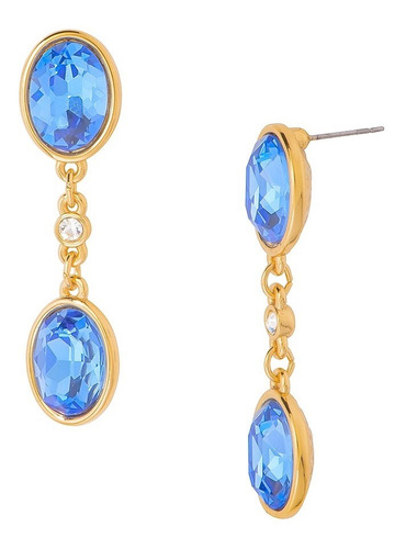 Aretes Nice Piedras Azules Baño De Oro 18 Kilates