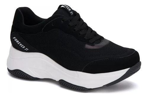 Tenis Urbano Forever 21 Textil Talón Acojinado Mujer Negro