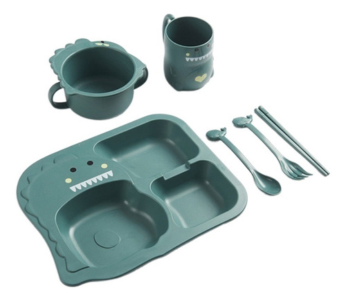 Set Plato De Silicona Para Niños Tenedor + Cuchara + Pal [u]