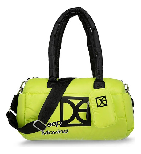 Bolsa Cloe Bowling Grande Acolchada Con Monedero Verde Limón Verde Lisa Níquel Negro