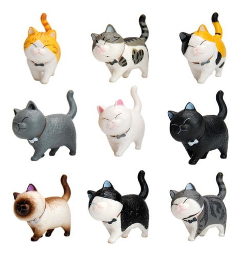 9 Piezas De Figuras De Gatos De Pvc Mesa De Oficina Gatito