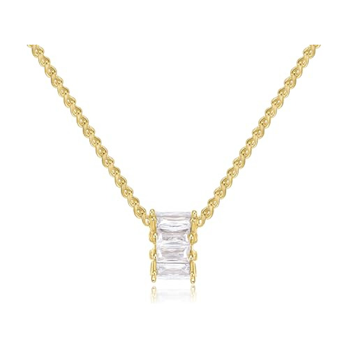 Collar Solitario De Circonia Cúbica Bañado En Oro De 18k