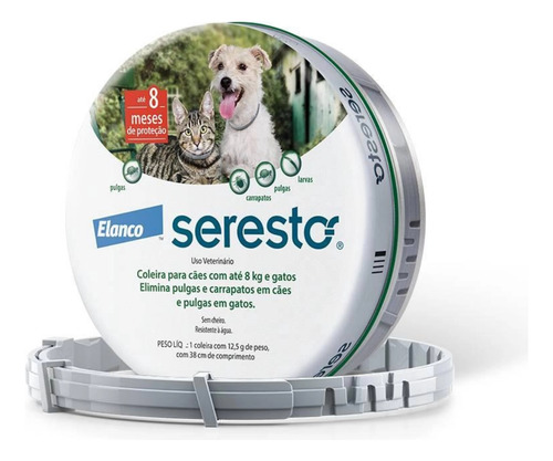 Coleira Seresto Bayer P/ Cães Até 8kg E Gatos Pulgas Carrap