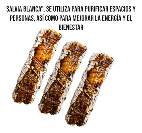 Salvia Blanca + Copal Negro Sahumerio 3 Pz Mayoreo 11 Centímetros