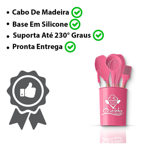 Imagem 4 de 6 de Silicone Jogo De Cozinha 7 Pecas Cor Rosa Ud664