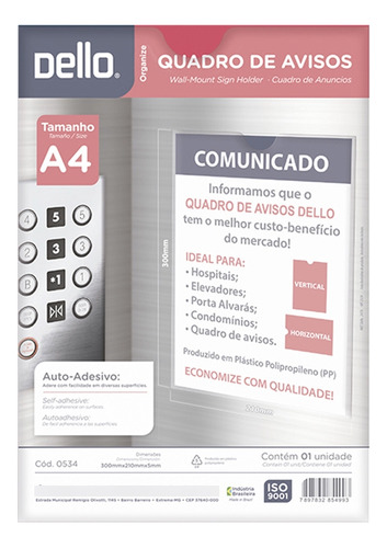 Quadro De Aviso A4 Dello Cod0534