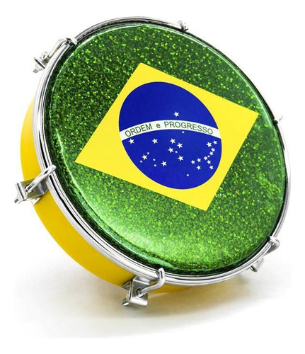 Tamborim Em Abs Amarelo Pele Brasil Torelli Tt 407 + Baqueta