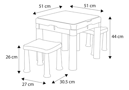 Juego De Mesa Y Banco Infantil Keter Desmontable Rojo Azul