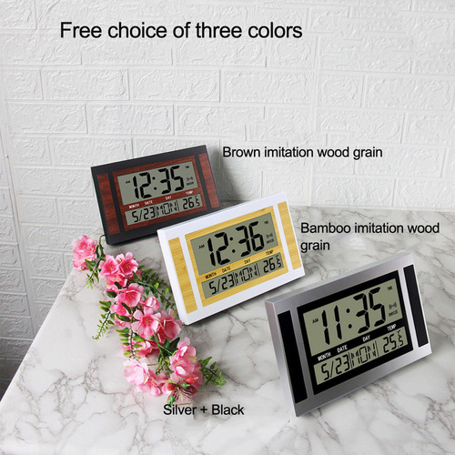 Reloj Digital De Pared Lcd Con Calendario De Temperatura Con