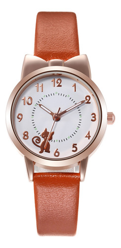 Elegante Reloj De Cuarzo Con Correa De Cuero Para Mujer